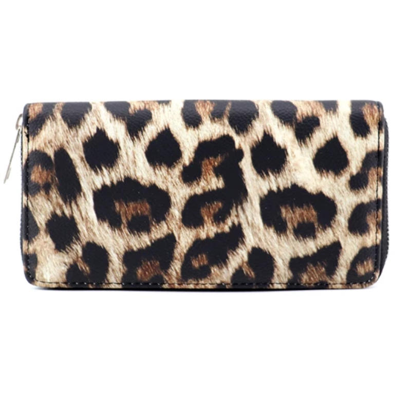 Cartera clásica con estampado de leopardo para mujer