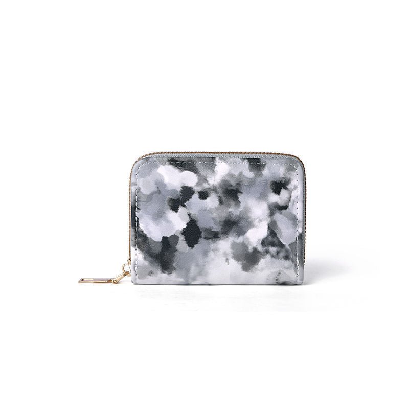Cartera compacta con cremallera y estampado de camuflaje marmolado