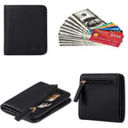 Cartera compacta con cremallera para tarjetas y monedas acabado saffiano