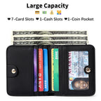 Cartera compacta con cremallera para tarjetas y monedas acabado saffiano