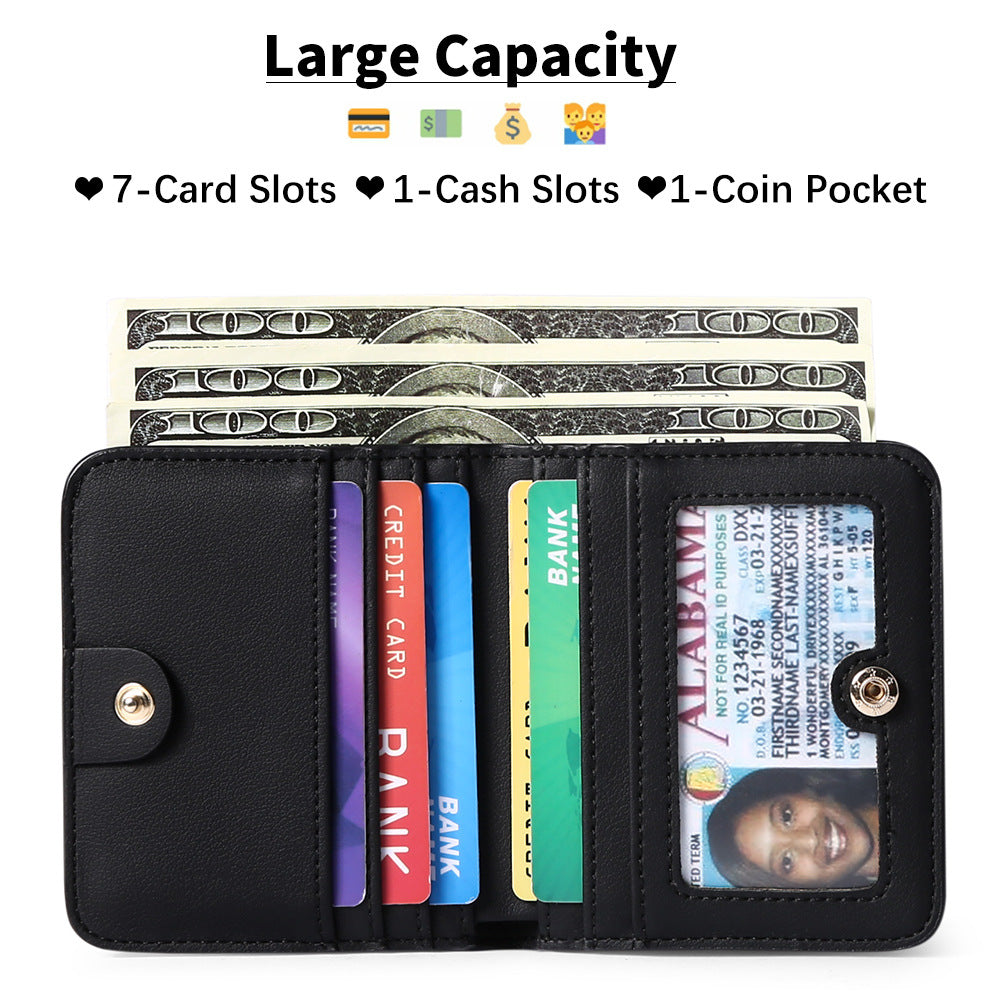 Cartera compacta con cremallera para tarjetas y monedas acabado saffiano