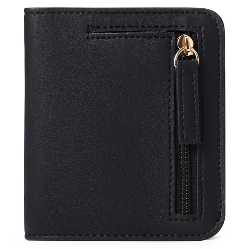 Cartera compacta con cremallera para tarjetas y monedas acabado saffiano