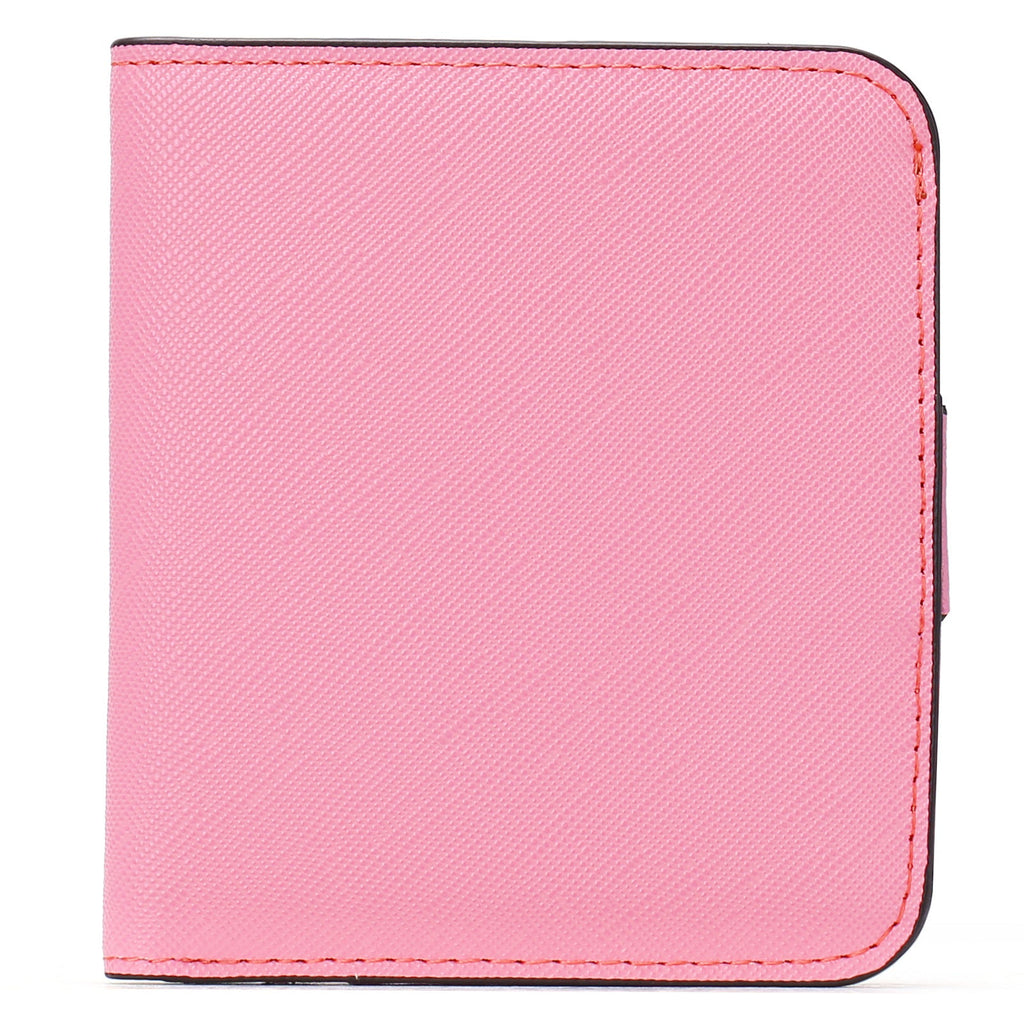 Cartera compacta con cremallera para tarjetas y monedas acabado saffiano