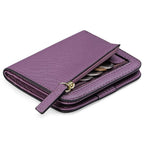 Cartera compacta con cremallera para tarjetas y monedas acabado saffiano