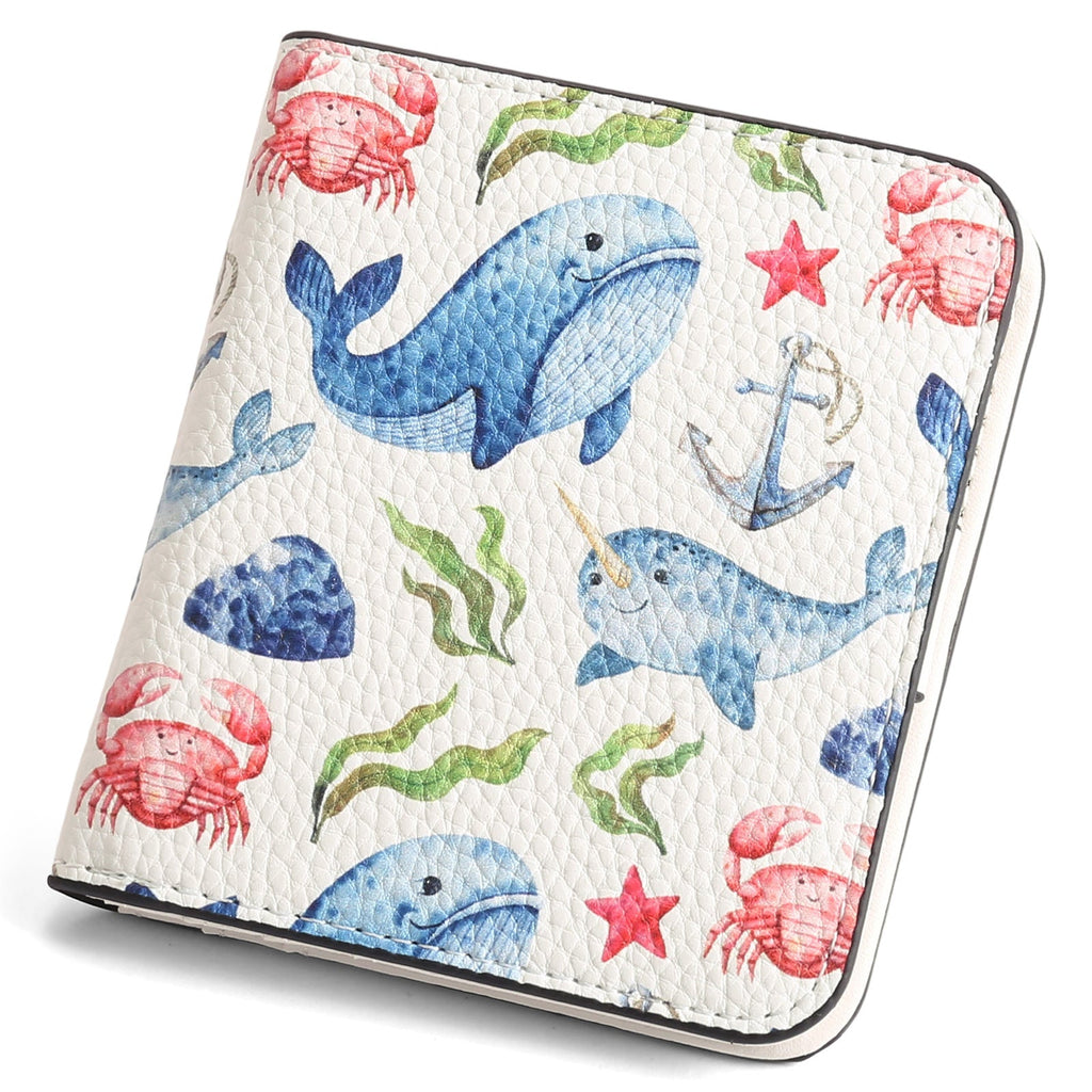 Cartera compacta con cremallera para tarjetas y monedas acabado saffiano