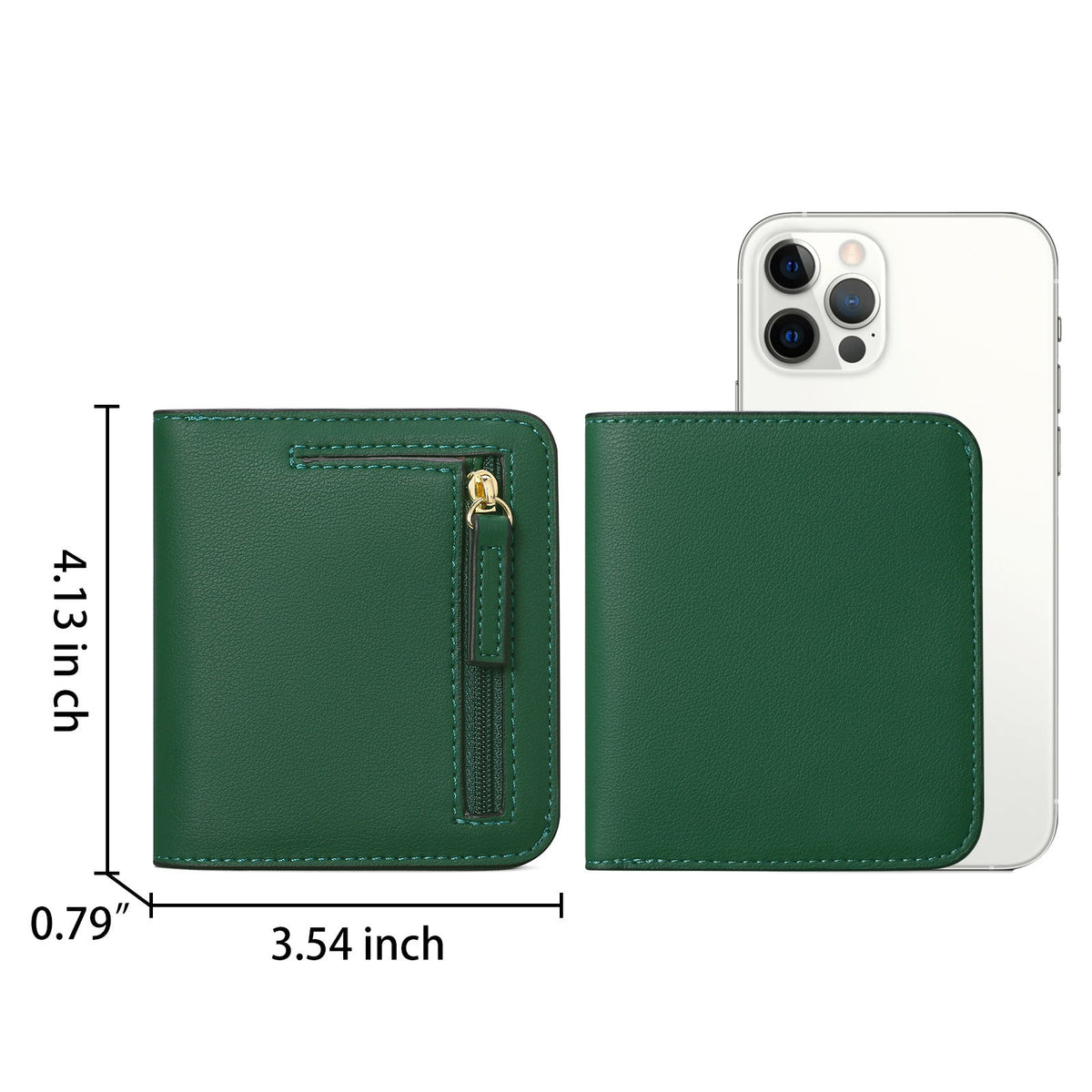 Cartera compacta con cremallera para tarjetas y monedas acabado saffiano