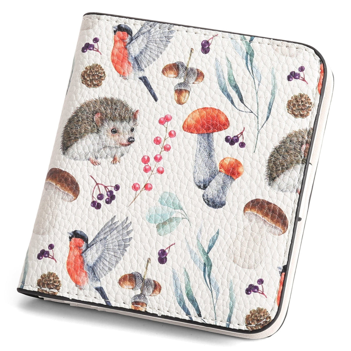 Cartera compacta con cremallera para tarjetas y monedas acabado saffiano