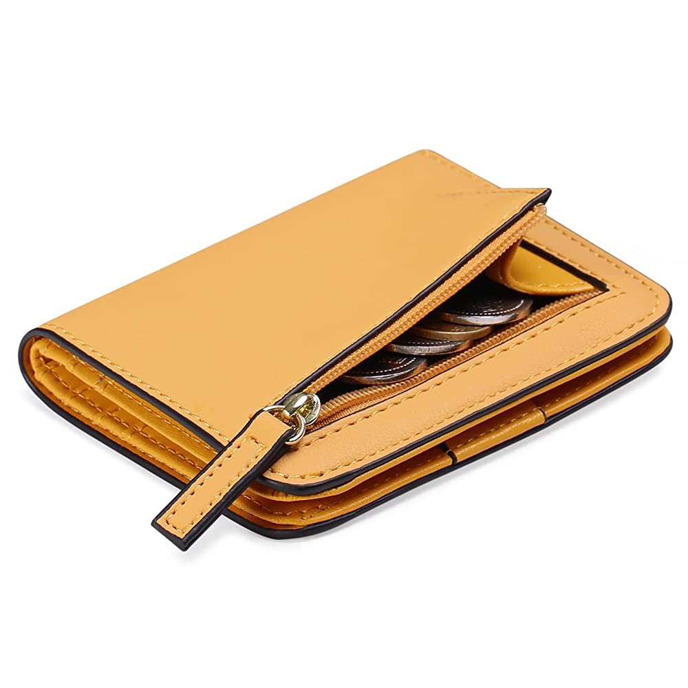 Cartera compacta con cremallera para tarjetas y monedas acabado saffiano