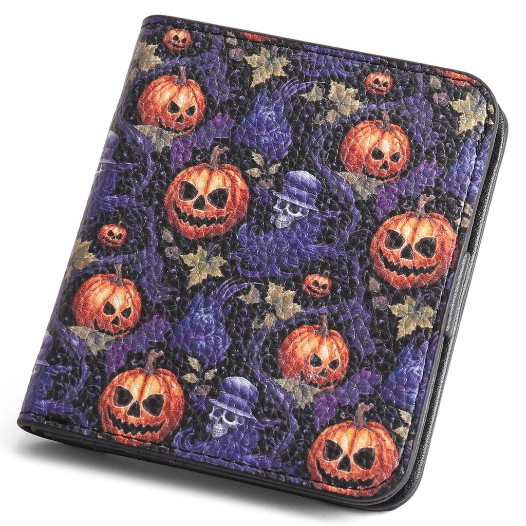 Cartera compacta con cremallera para tarjetas y monedas acabado saffiano