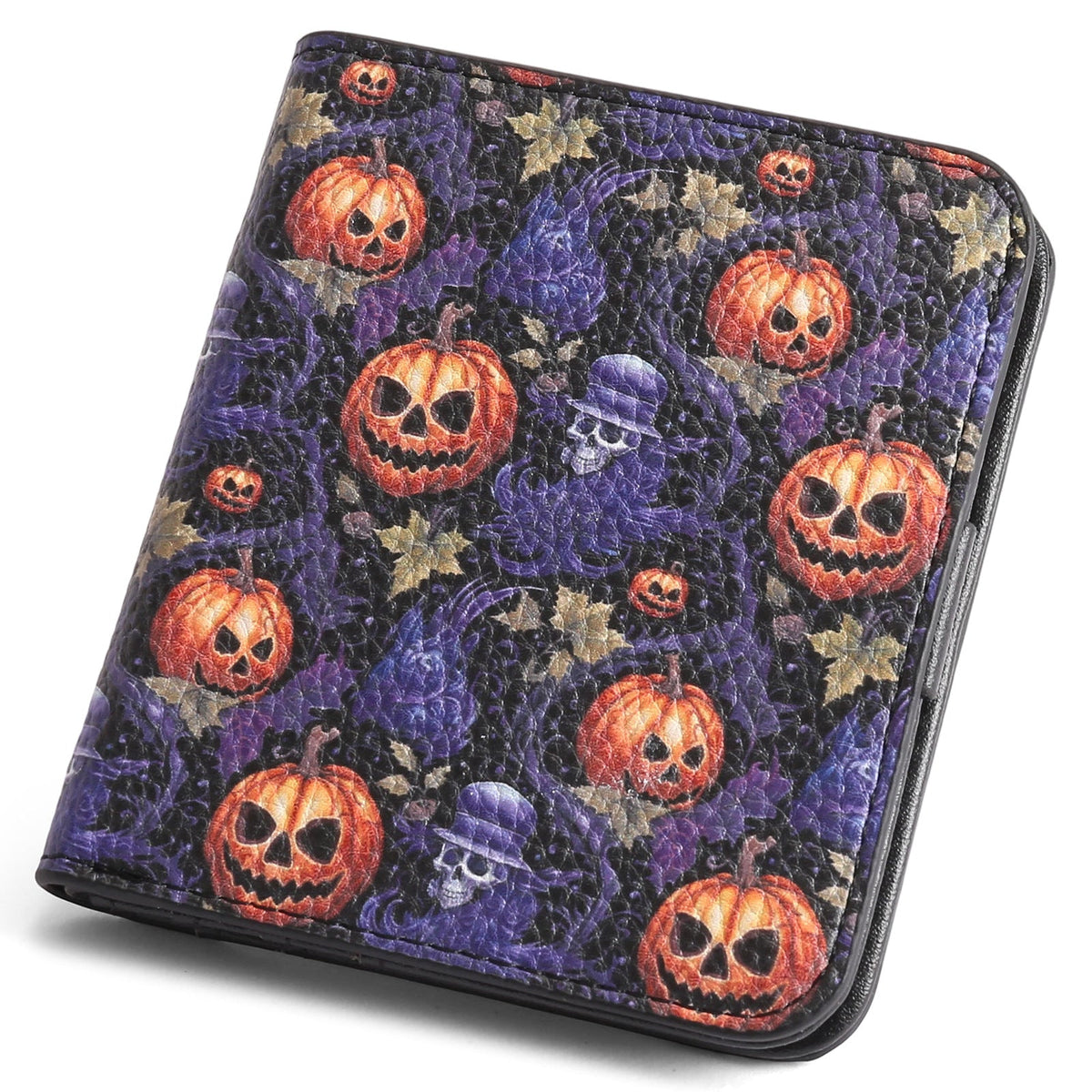 Cartera compacta con cremallera para tarjetas y monedas acabado saffiano