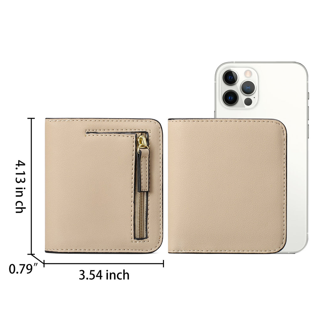 Cartera compacta con cremallera para tarjetas y monedas acabado saffiano