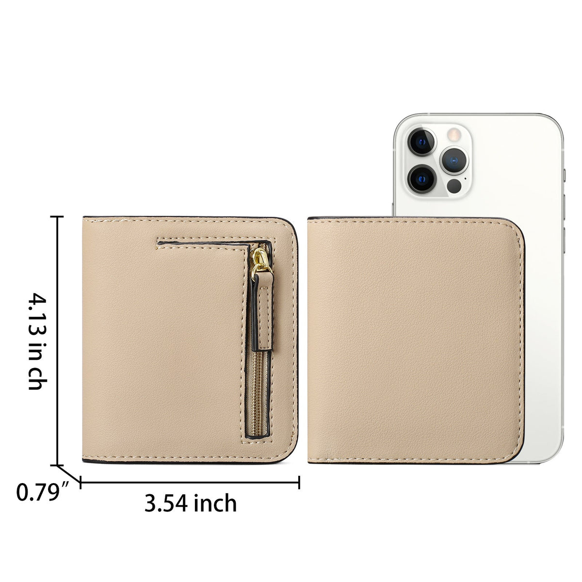 Cartera compacta con cremallera para tarjetas y monedas acabado saffiano