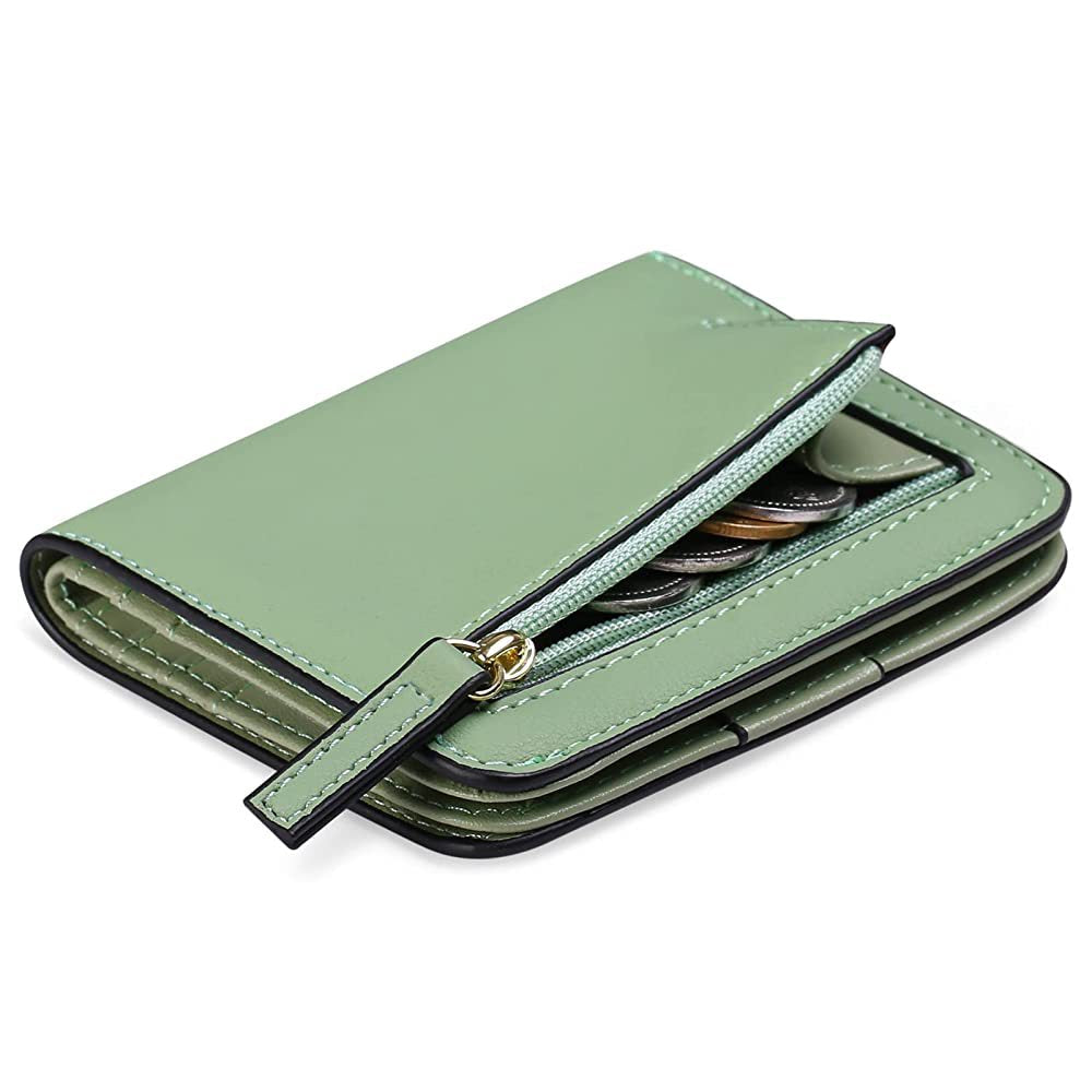 Cartera compacta con cremallera para tarjetas y monedas acabado saffiano