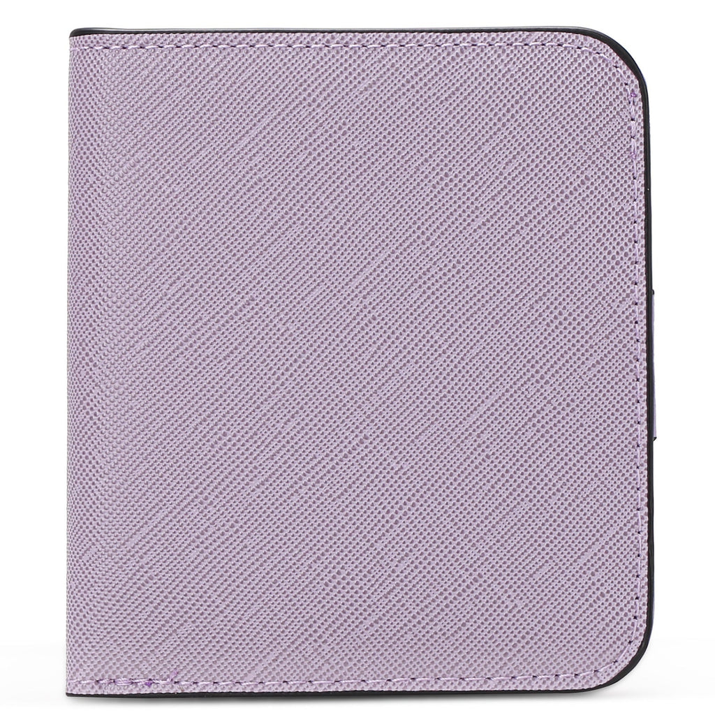 Cartera compacta con cremallera para tarjetas y monedas acabado saffiano