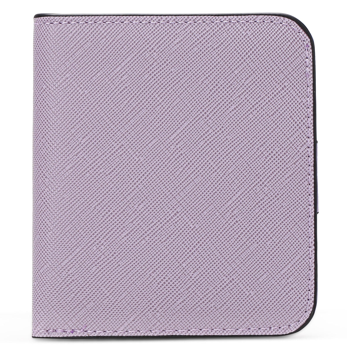 Cartera compacta con cremallera para tarjetas y monedas acabado saffiano