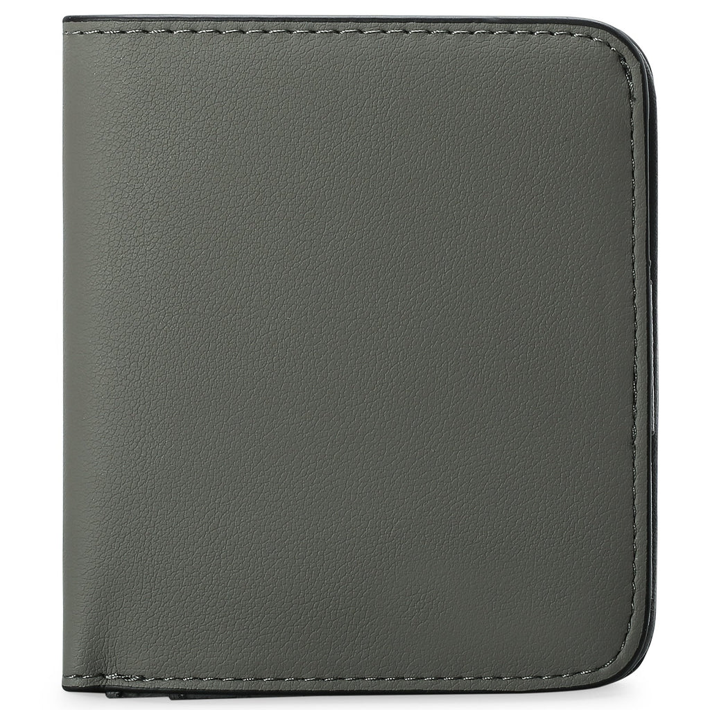Cartera compacta con cremallera para tarjetas y monedas acabado saffiano