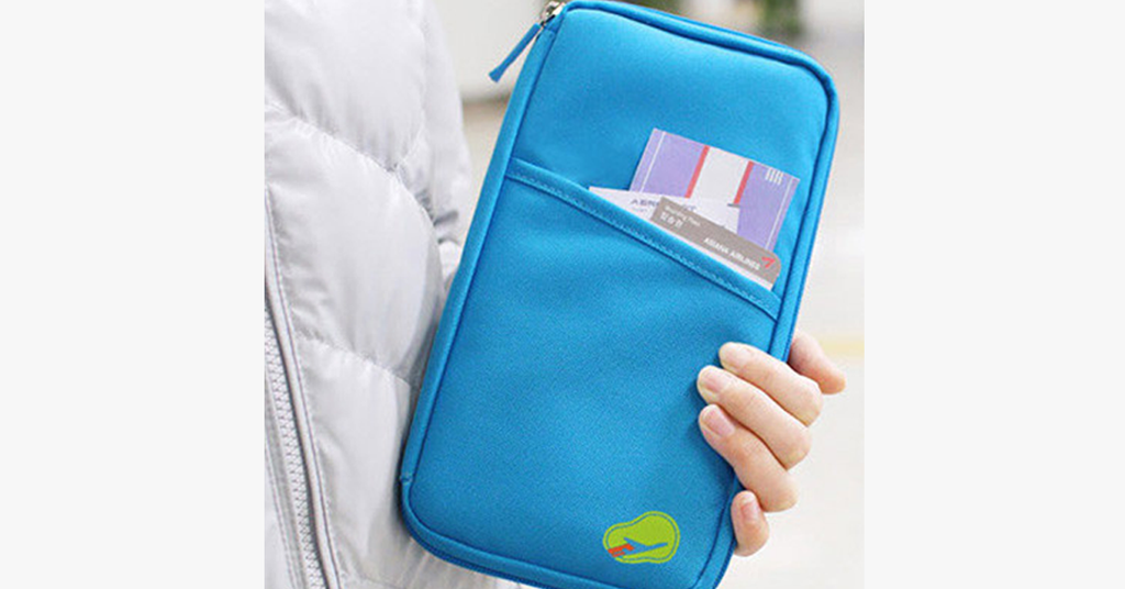 Cartera de viaje con cremallera – Diseño clásico multicolor con compartimentos para tarjetas