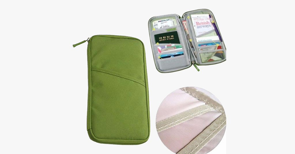 Cartera de viaje con cremallera – Diseño clásico multicolor con compartimentos para tarjetas