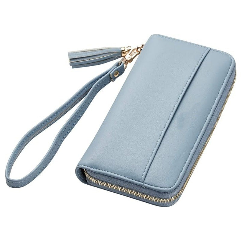 Cartera elegante con cremallera práctica y ranuras para tarjetas