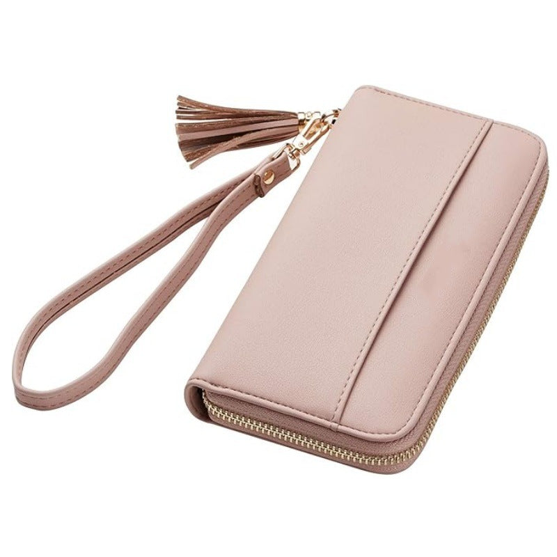 Cartera elegante con cremallera práctica y ranuras para tarjetas