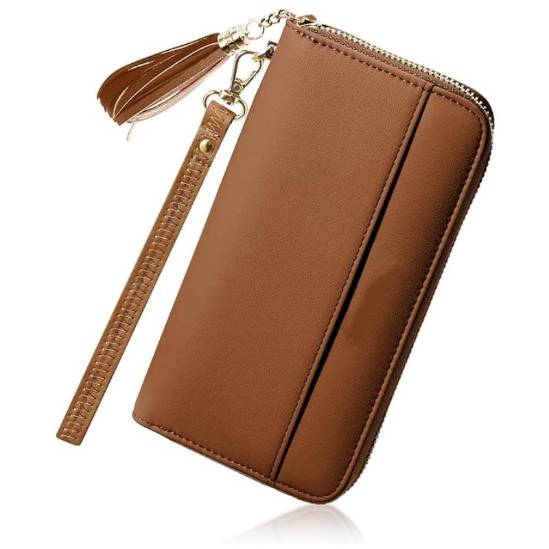 Cartera elegante con cremallera práctica y ranuras para tarjetas