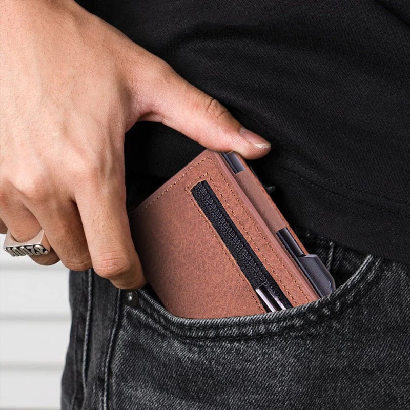 Cartera para hombre con tarjetero automático