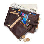 Cartera retro de piel con cremallera