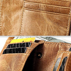 Cartera retro de piel con cremallera