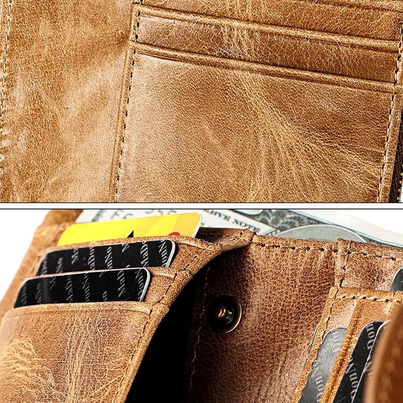 Cartera retro de piel con cremallera