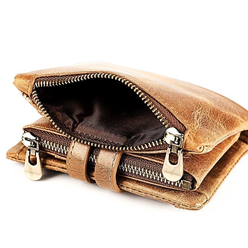 Cartera retro de piel con cremallera