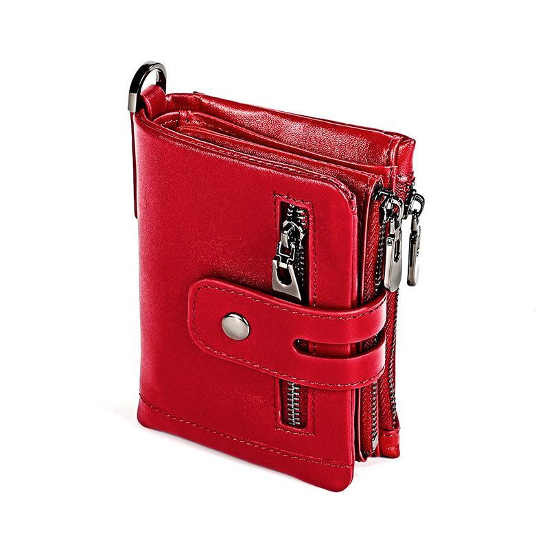 Cartera retro de piel con cremallera