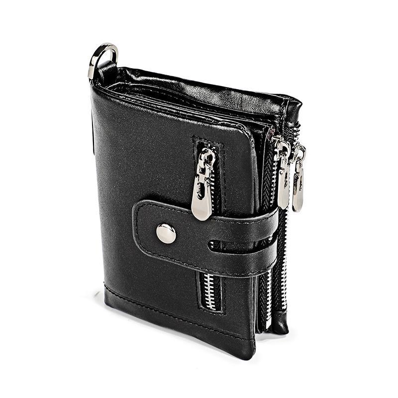 Cartera retro de piel con cremallera