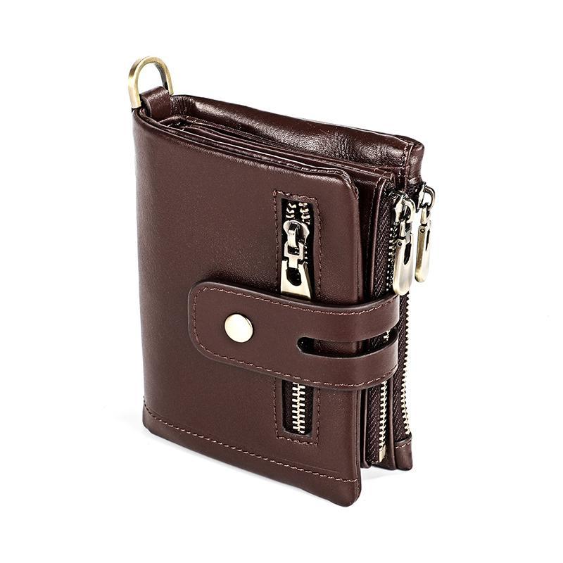 Cartera retro de piel con cremallera