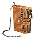 Cartera retro de piel con cremallera