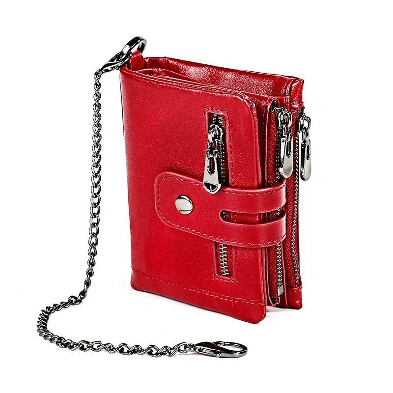 Cartera retro de piel con cremallera