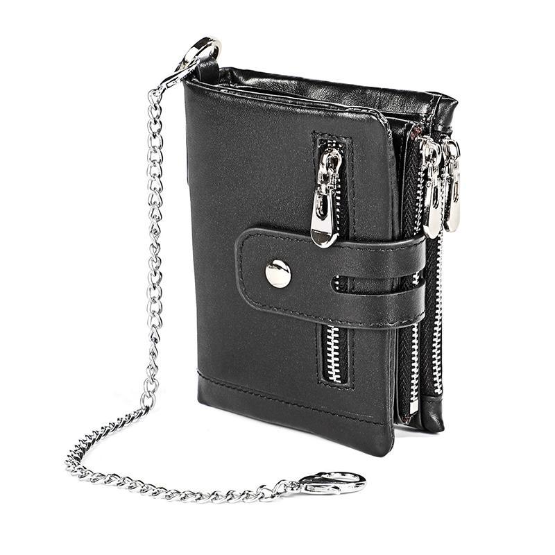 Cartera retro de piel con cremallera
