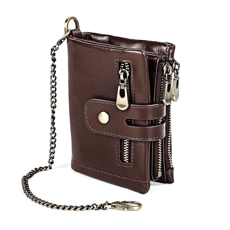 Cartera retro de piel con cremallera