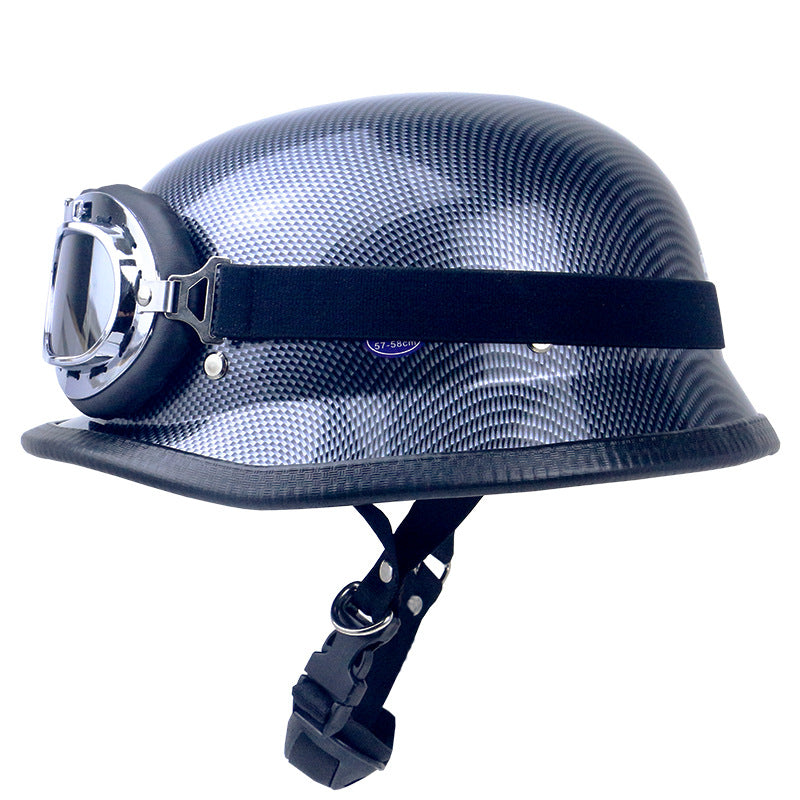 Casco de moto retro con gafas
