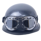 Casco de moto retro con gafas