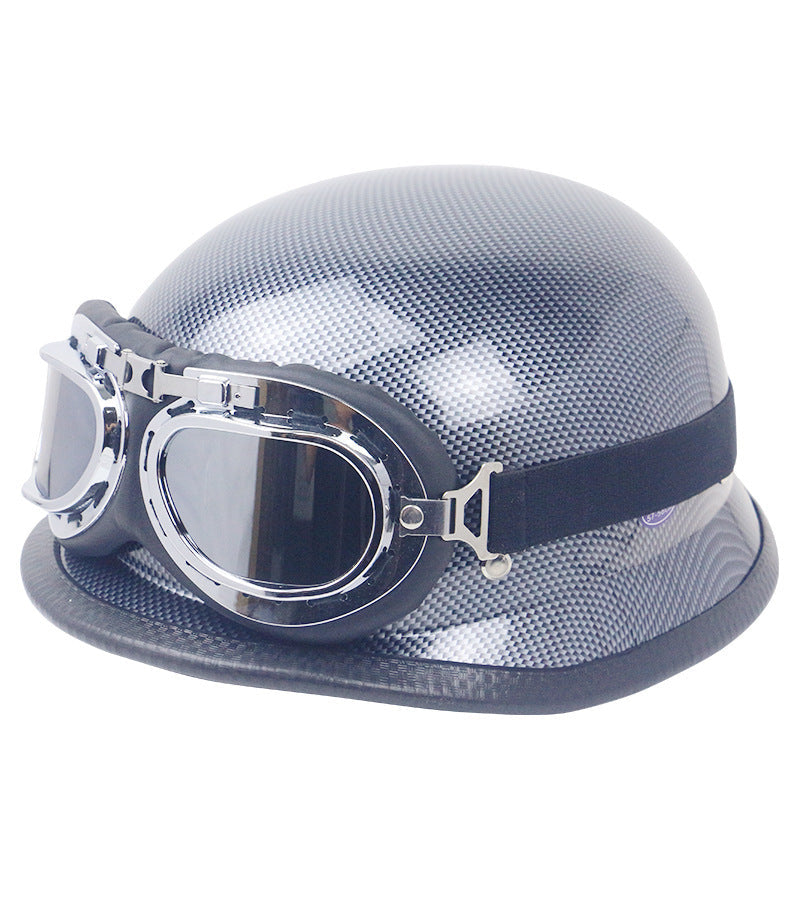 Casco de moto retro con gafas
