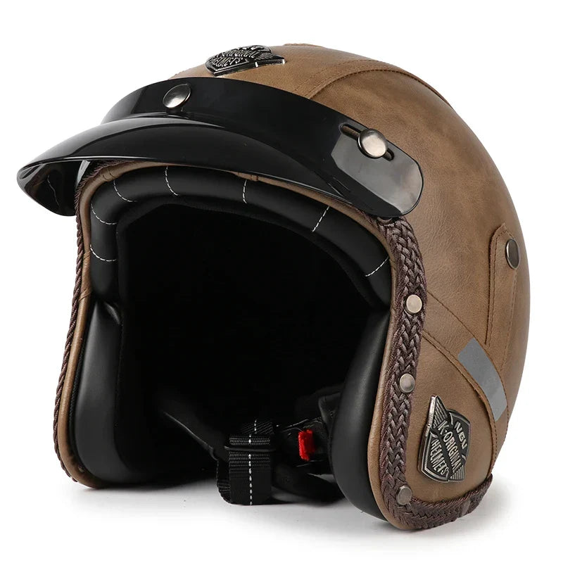 Casco de moto retro Kael (abierto 3/4)