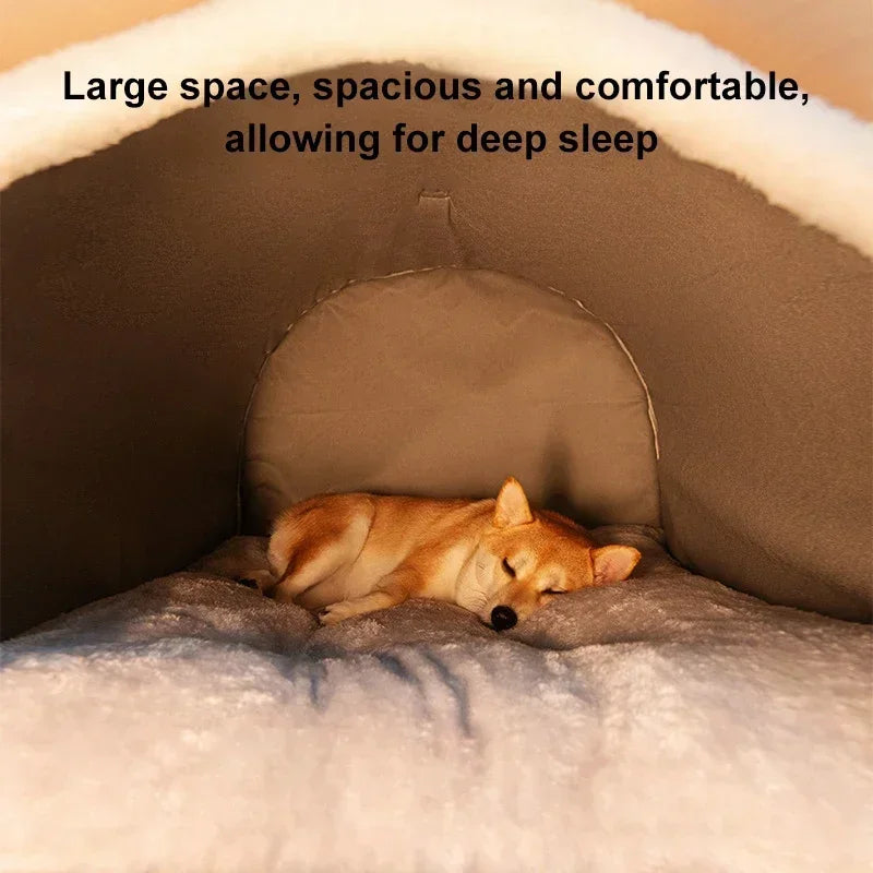 Caseta acogedora para perros lavable para invierno
