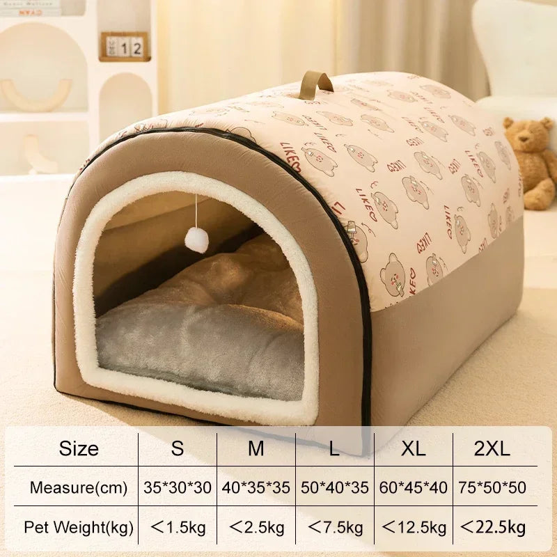 Caseta acogedora para perros lavable para invierno