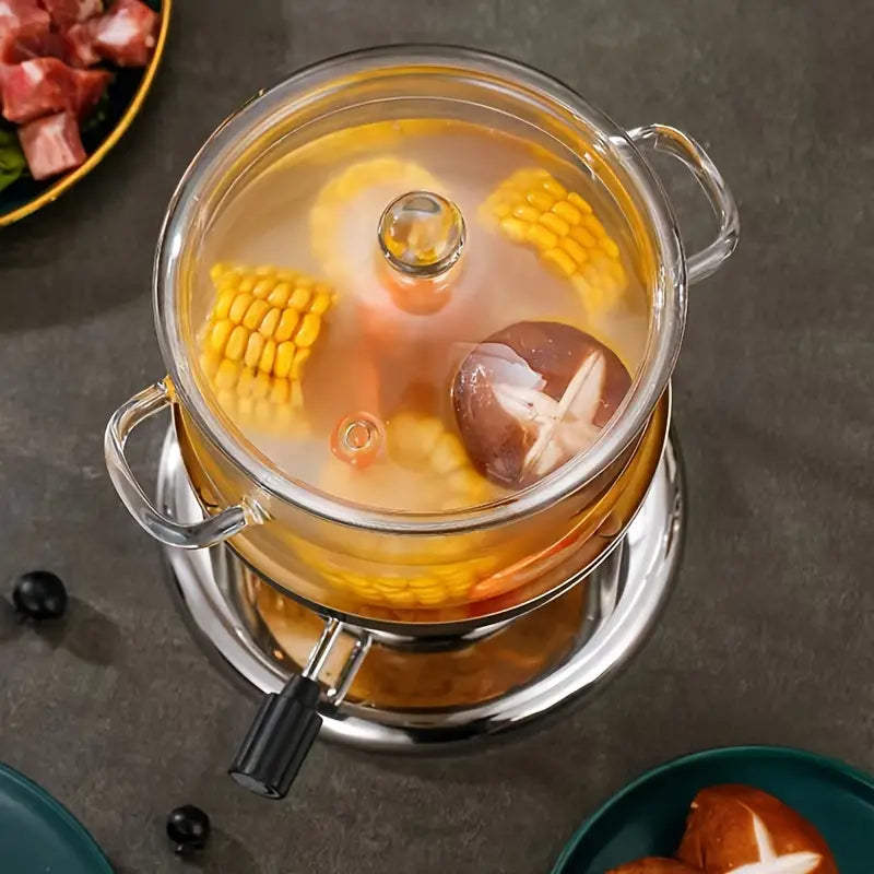 Cazo de cristal transparente con asas (1360 ml)