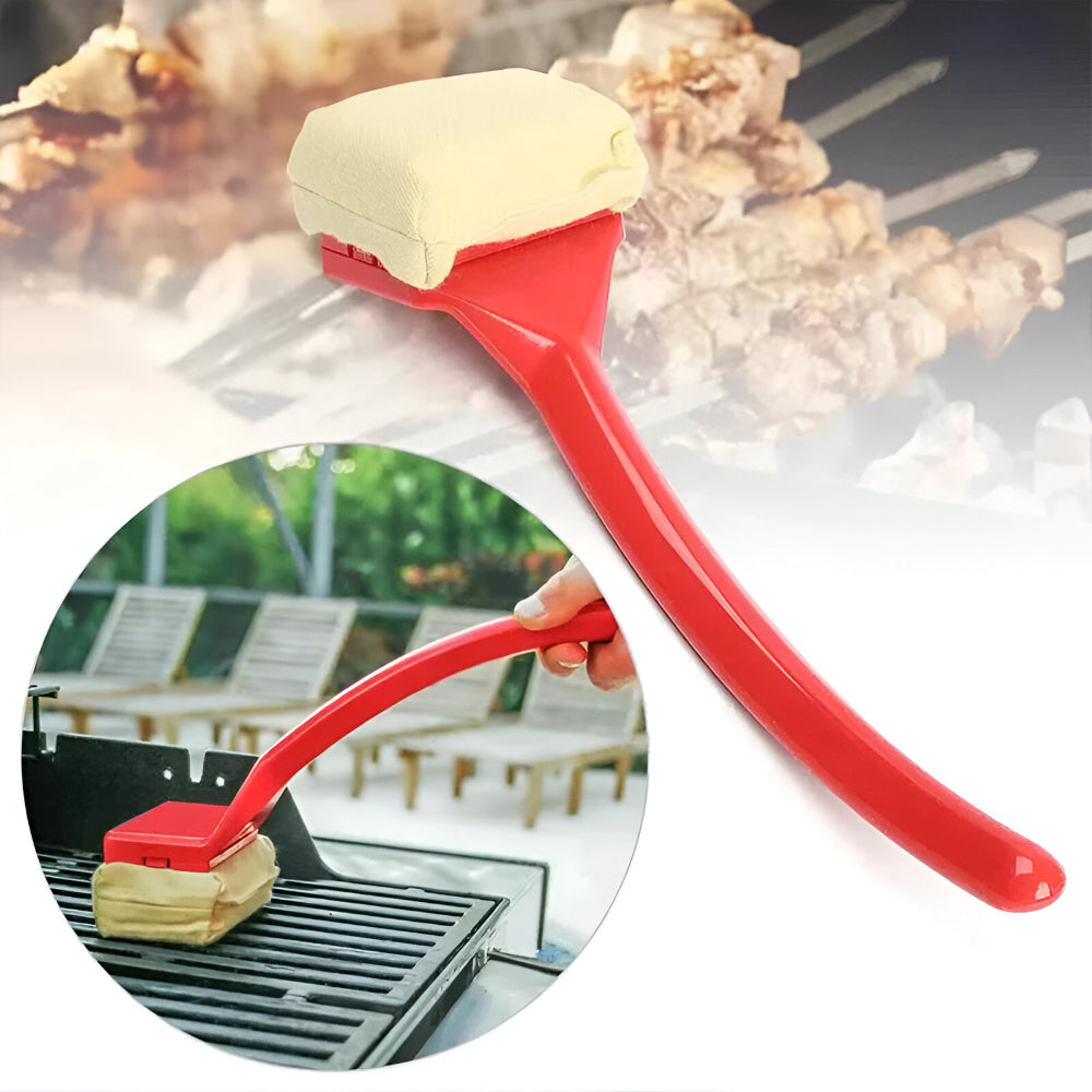 Cepillo de vapor con mango extendido para barbacoa — Almohadilla de fregado resistente