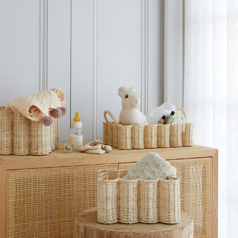 Cesta de diseño ondulado artesanal