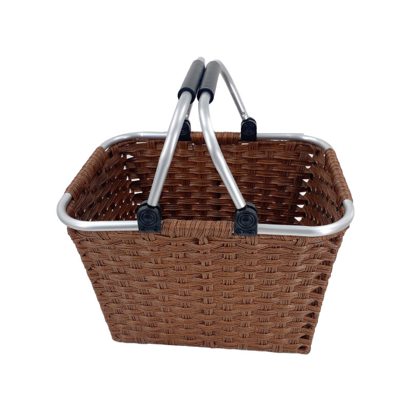 Cesta de la compra de aluminio y mimbre