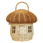 Cesta de mimbre decorativa con forma de casita