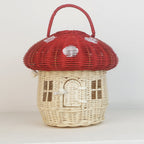 Cesta de mimbre decorativa con forma de casita