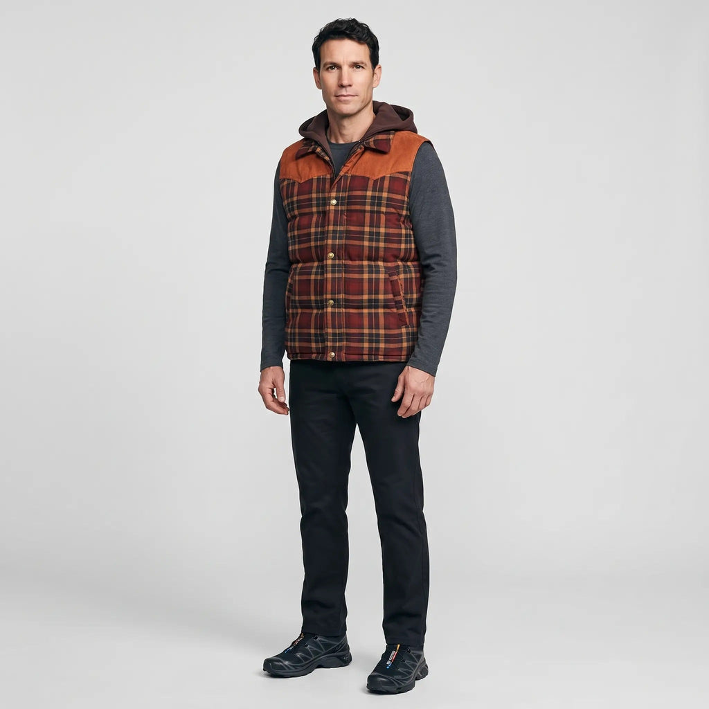Chaleco acolchado con capucha para hombre - Cuadros escoceses